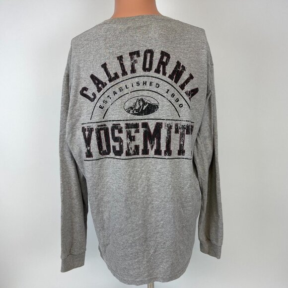 Vintage Yosemite National Park T Shirt Mens Size L Grey California Double Sided - Picture 2 of 4